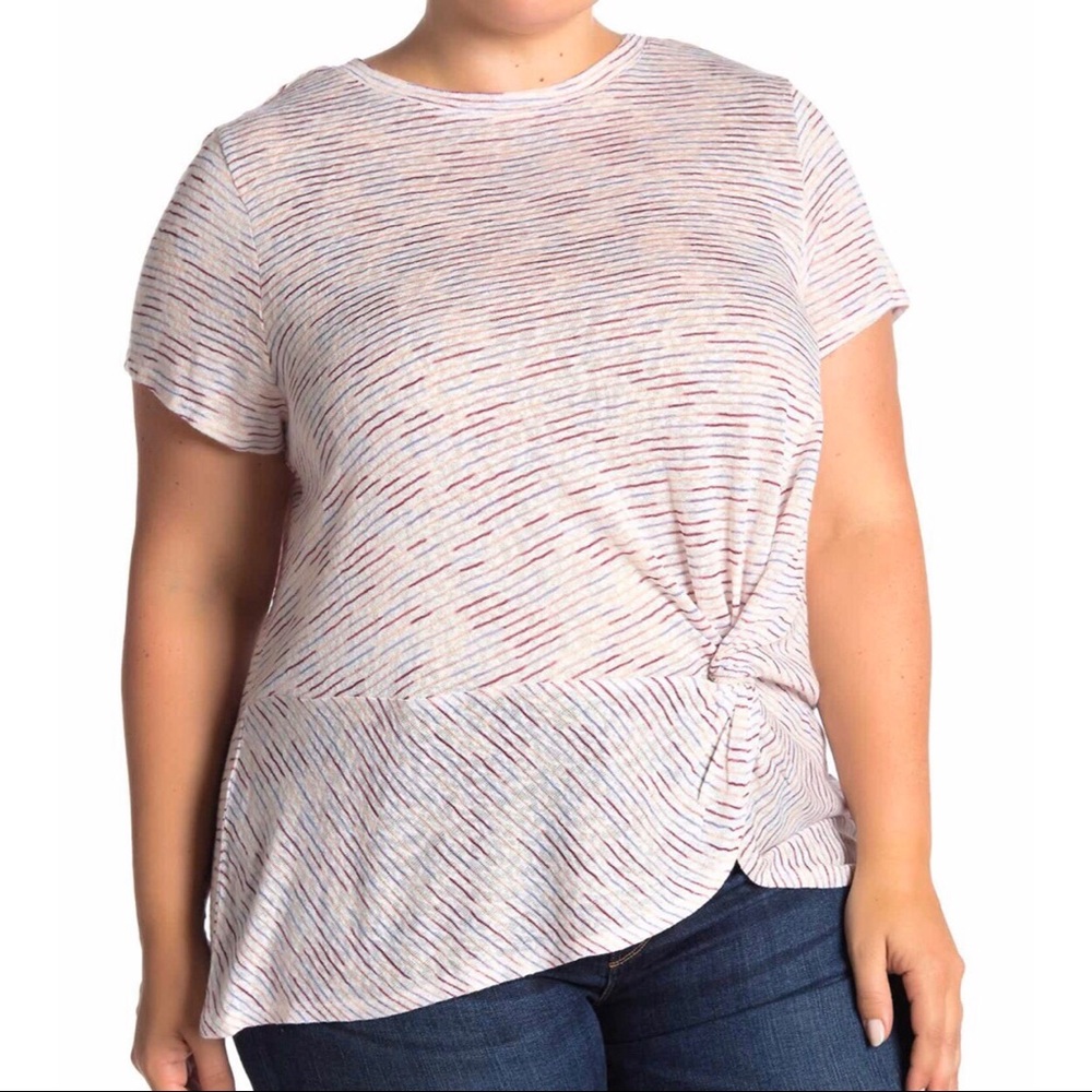 B Collection Bobeau Rachelle Striped Side Knot Tee